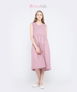MAMIBELLE HYO LAVENDER Midi Dress Baju Hamil & Menyusui Adem Nyaman Premium Kekinian