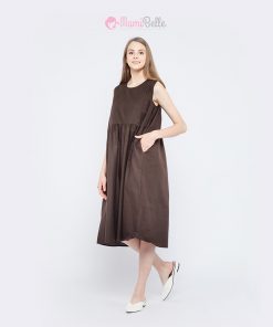 MAMIBELLE HYO COFFEE Midi dress Hamil & Menyusui Kekinian